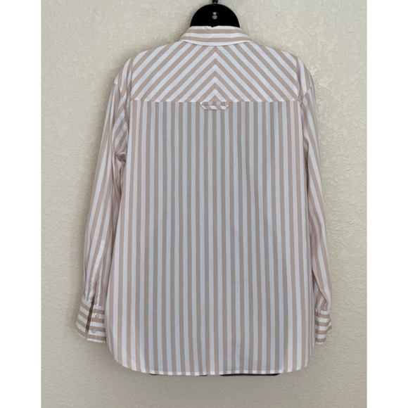 AYR Deep End Button Down Shirt Small Relaxed Peach Stripe Classic Coastal Preppy - Picture 3 of 10